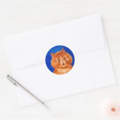 Sticker Rond Louis Wain Surpris Chat Orange (Enveloppe)