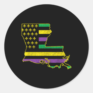 Sticker Rond Louisiana American Flag State Map Pride Nola Mardi