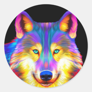 Sticker Rond Loup