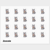 Sticker Rond Loup Bâillant (Feuille)