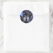 Sticker Rond Loup d'animal dans la couronne (Sac)