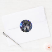 Sticker Rond Loup d'animal dans la couronne (Enveloppe)