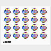 Sticker Rond Loup d'art pop (Feuille)
