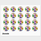 Sticker Rond Loup d'art pop (Feuille)