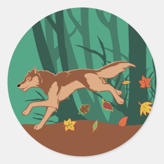 Sticker Rond Loup d'automne (Devant)
