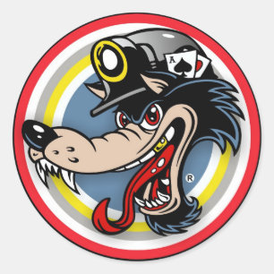 STICKER ROND LOUP DE CHARBON