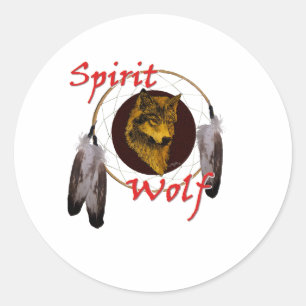 Sticker Rond Loup d'esprit