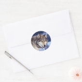Sticker Rond Loup d'hiver 2 (Enveloppe)