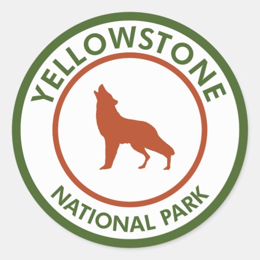 Sticker Rond Loup du parc national Yellowstone (Devant)