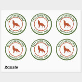 Sticker Rond Loup du parc national Yellowstone (Feuille)