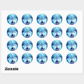 Sticker Rond Loup effrayant (Feuille)