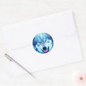 Sticker Rond Loup effrayant (Enveloppe)