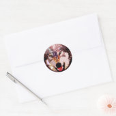 Sticker Rond Loup en neige (Enveloppe)