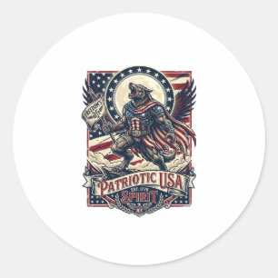 Sticker Rond Loup-garou patriotique Patriote Horreur Monstre Pa