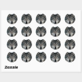 Sticker Rond Loup gris (Feuille)