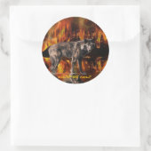 Sticker Rond Loup gris et survie en forêt Art de la faune (Sac)