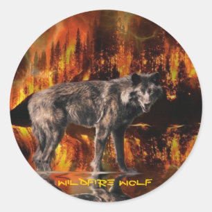 Sticker Rond Loup gris et survie en forêt Art de la faune