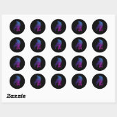 Sticker Rond Loup hurlant Silhouette Wolves Forêt Animal (Feuille)
