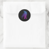 Sticker Rond Loup hurlant Silhouette Wolves Forêt Animal (Sac)