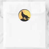 Sticker Rond loup hurlant sur la lune (Sac)