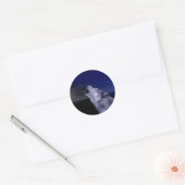 Sticker Rond Loup hurlant sur la lune dans la mer (Enveloppe)