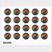 Sticker Rond loup hurlant vintage (Feuille)