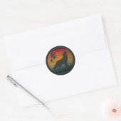 Sticker Rond loup hurlant vintage (Enveloppe)