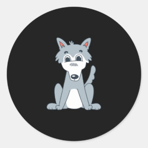 Sticker Rond Loup mignon