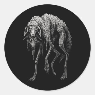 Sticker Rond Loup Mouton Créatif Horreur Épouvantable Folklore