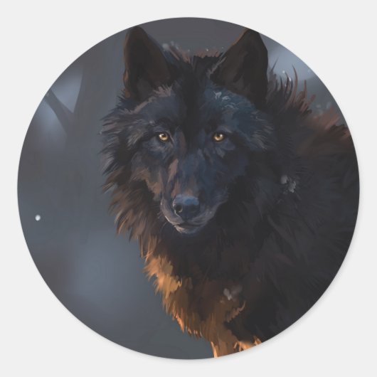 Sticker Rond loup noir (Devant)