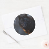 Sticker Rond loup noir (Enveloppe)