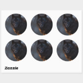 Sticker Rond loup noir (Feuille)