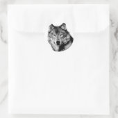 Sticker Rond Loup noir et blanc (Sac)