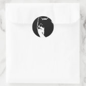 Sticker Rond Loup noir et blanc (Sac)