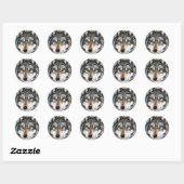 Sticker Rond Loup peint (Feuille)