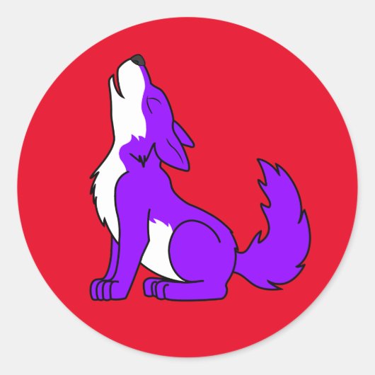 Sticker Rond Loup pourpre hurler (Devant)