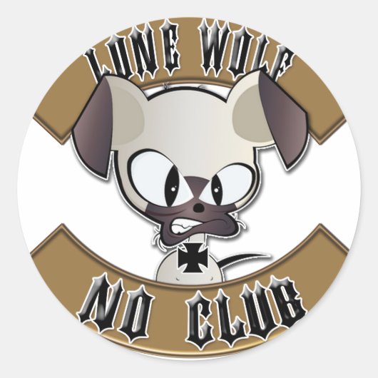 Sticker Rond Loup solitaire sans club (Devant)