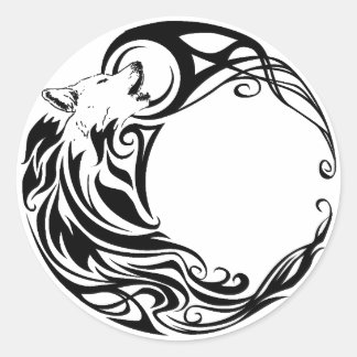 Sticker Rond Loup tribal