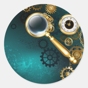 Sticker Rond Loupe en style Steampunk