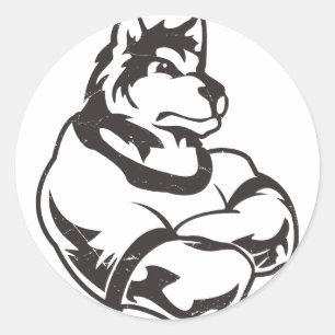 Sticker Rond Loups ou mascotte de loup