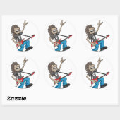 Sticker Rond Lourd Metal Rock Guitariste Dessin (Feuille)