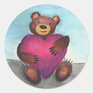 Sticker Rond L'ours a le coeur