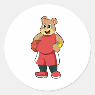 Sticker Rond L'ours dans les sports de basket-ball