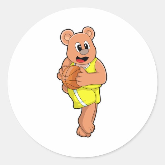 Sticker Rond L'ours dans les sports de basket-ball (Devant)