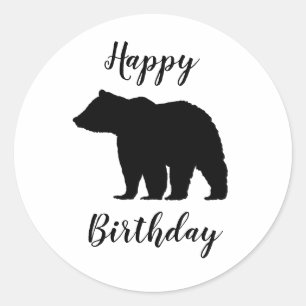 Sticker Rond L'Ours Noir Joyeux Camper d'Anniversaire