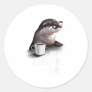 Sticker Rond Loutre drôle - Juste une autre journée pour l'amou
