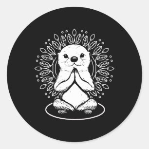 Sticker Rond Loutre Spirituel Yoga Pose Méditation Amoureux Nam