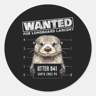 Sticker Rond Loutre surfeuse 841 recherchée pour vol de planche