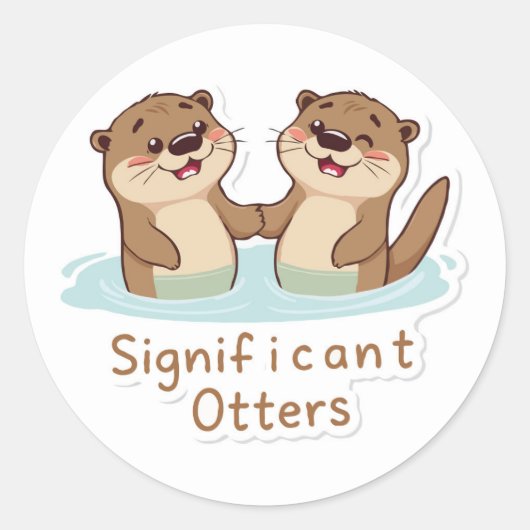 Sticker Rond Loutres importantes - Natation (Devant)