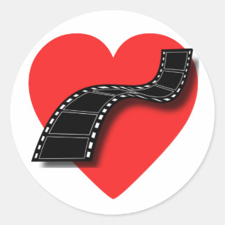 Sticker Rond Louveur de film avec Red Heart et bande de film